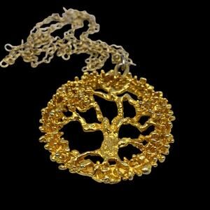 Sascha BRASTOFF Vintage Tree of Life Pendant Necklace Signed Modernist 24" Long